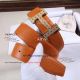 Copy Hermes Orange Leather Belt With Gold Diamonds Buckle (3)_th.jpg